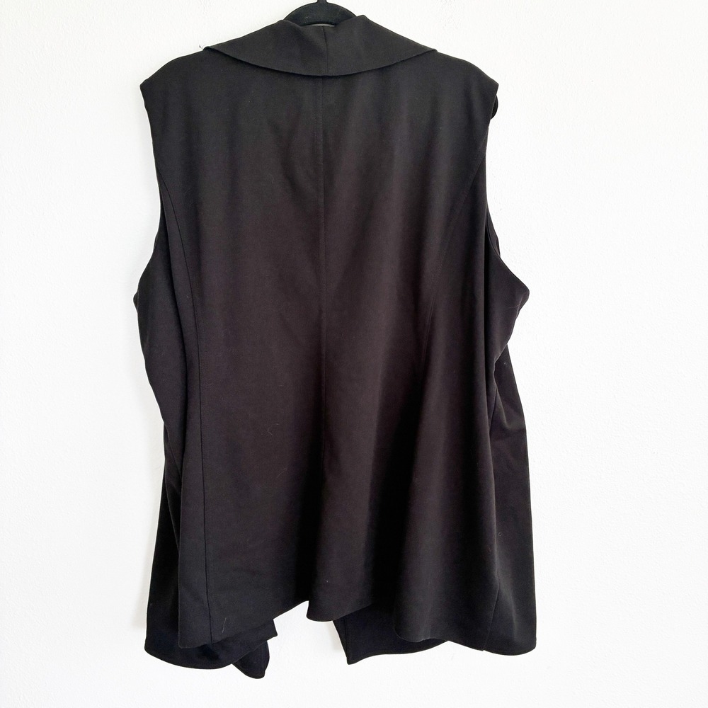 Calvin Klein Vest Women 3X Black Draped Open Front Sleeveless Waterfall Layer - Picture 4 of 7